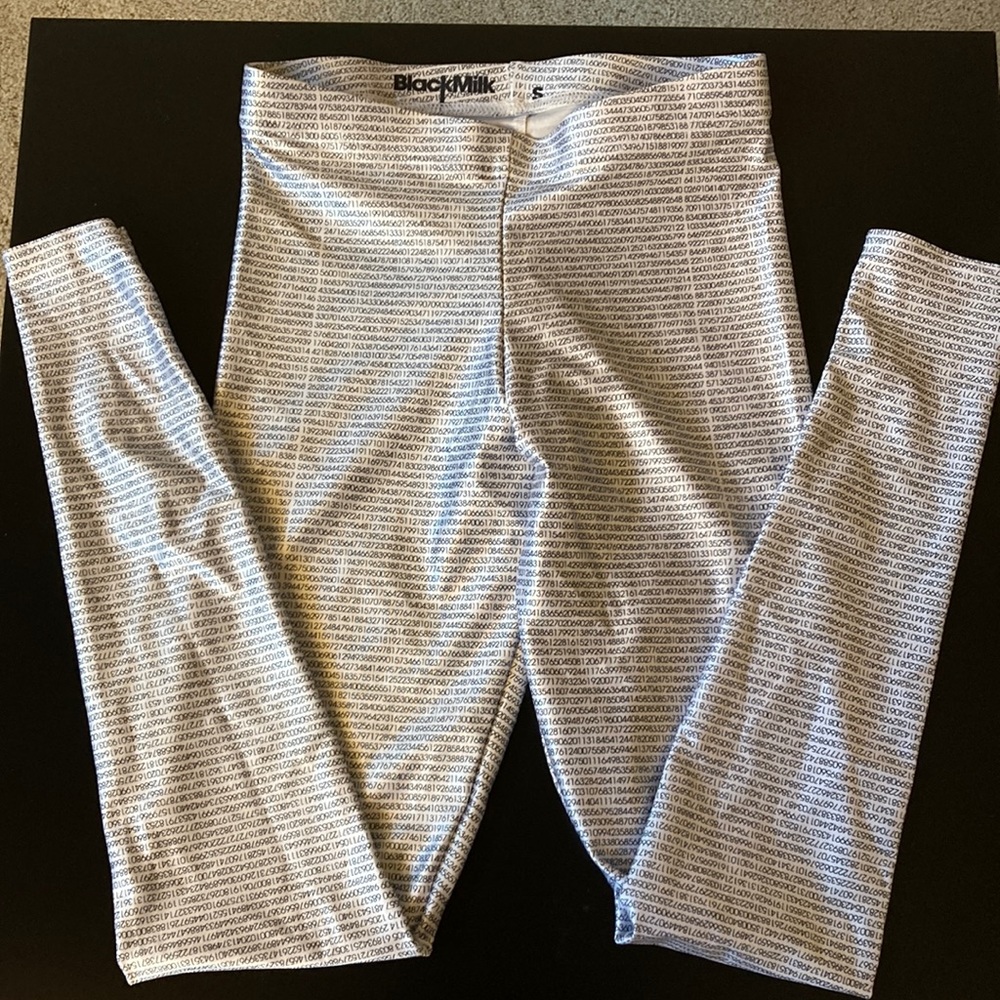 NWT Blackmilk Black Milk Pi Pie Day Leggings Black White Size S